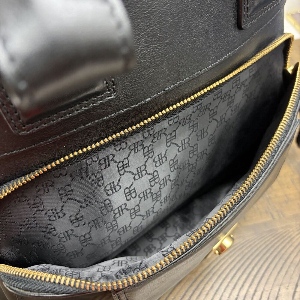 Banana Republic Handbag Black Genuine Leather Purse Doble Handle Classic Preppy - Picture 12 of 13
